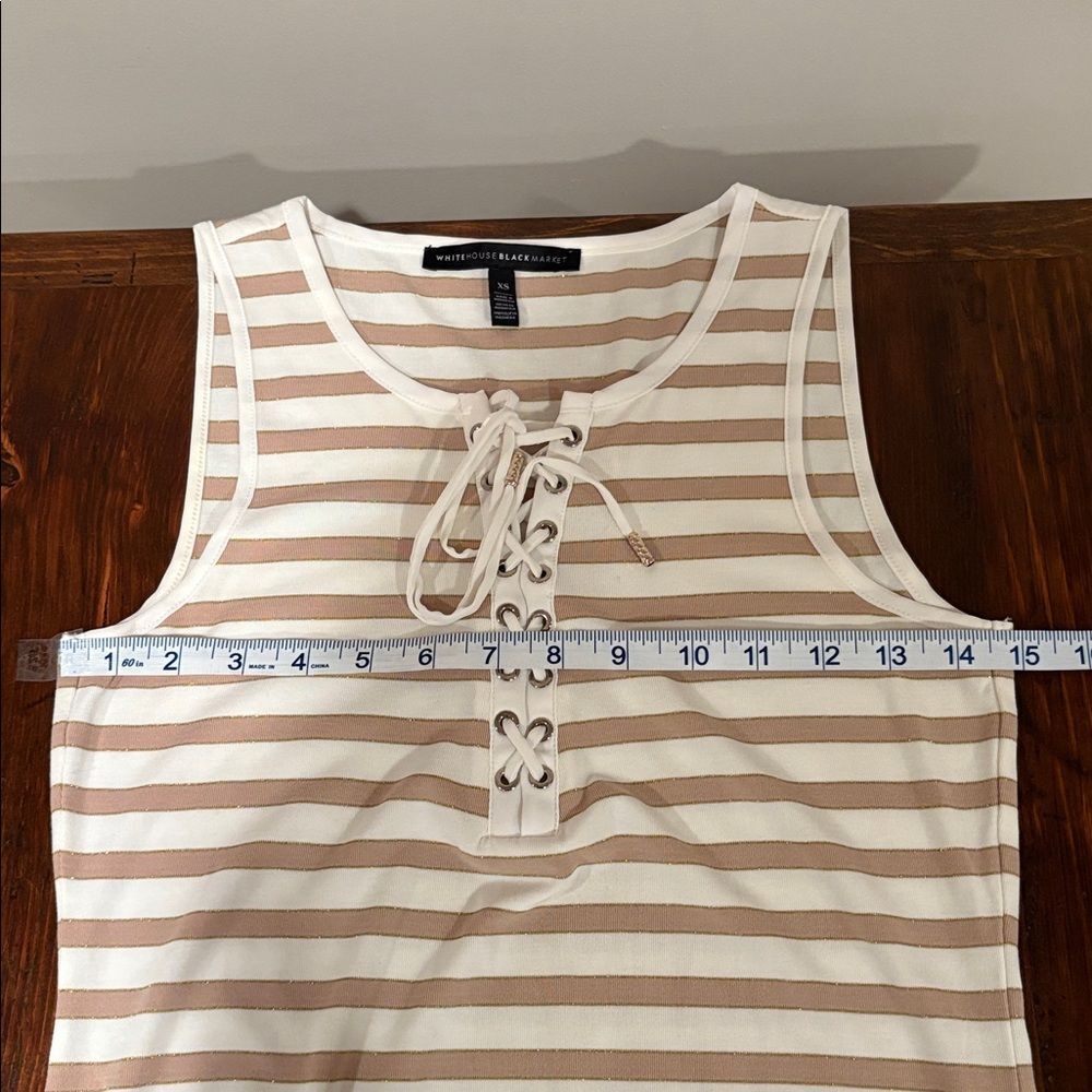 White House Black Market Striped Lace-Up Tank Size XS - Picture 8 of 10